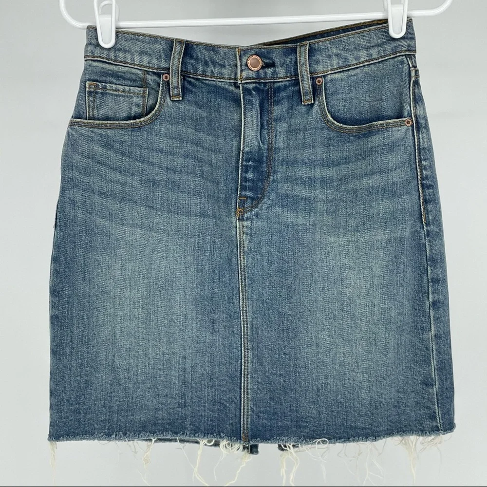 Hudson Jeans Light Blue Distressed Denim Mini Skirt
